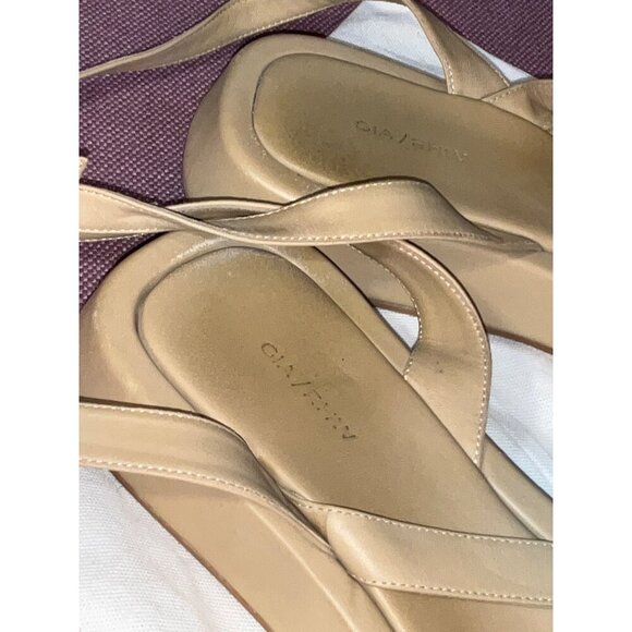 GIA BORGHINI x RHW Plexi Gem Stone Toe Sandals in Taupe 40.5 Womens Wrap Leather - Picture 10 of 15